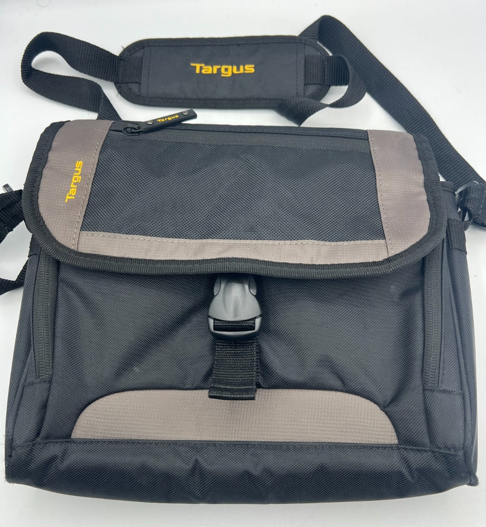 Targus Black Gray Laptop Messenger Shoulder Bag Padded Organizer Adjust Strap